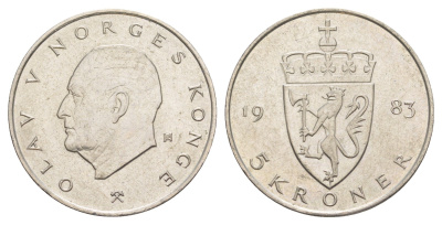 Норвегия 5 крон 1983 Улаф V (1957-1991) KM 420 медно-никель aUNC 4162-611