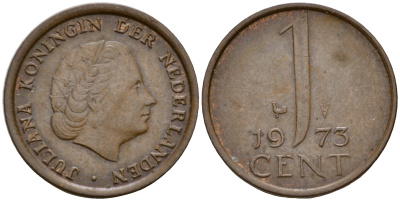 Нидерланды 1 цент 1973 Юлиана (1949-1980) KM 180 бронза    4598-257