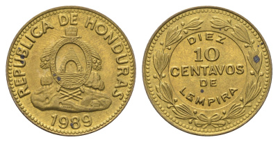 Гондурас 10 сентаво 1989 KM 76.1a латунь UNC 4666-733