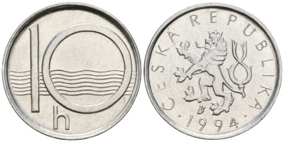 Чехия 10 геллеров 1994 KM 6 алюминий 4152-765