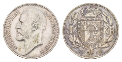 Лихтенштейн 1 крона 1910 Y 2 серебро 1522-1145