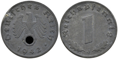 Германия 1 рейхспфенниг 1942 J KM 97, J. 369 цинк 4594-1265
