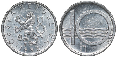 Чехия 10 геллеров 1998 KM 6 алюминий 4124-611