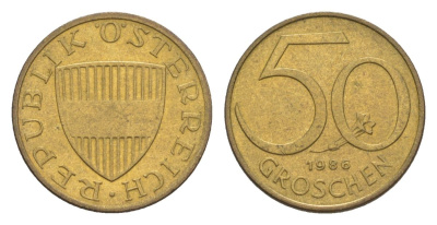 Австрия 50 грошей 1986 KM 2885 алюминиевая бронза 4632-653