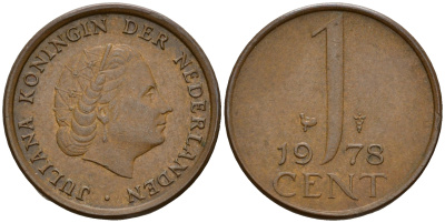 Нидерланды 1 цент 1978 Юлиана (1949-1980) KM 180 бронза    4598-263