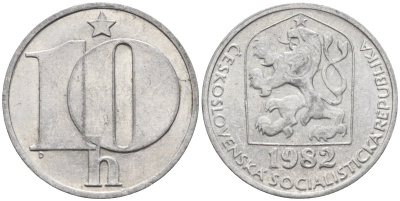 Чехословакия 10 геллеров 1982 KM 80 алюминий 4152-746