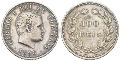 Португалия 100 реалов 1898 Карлуш I (1889-1908) KM 531 серебро 4617-151