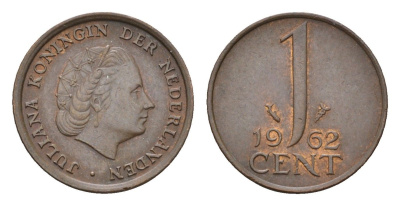 Нидерланды 1 цент 1962 Юлиана (1948-1980) KM 180 бронза 206-368