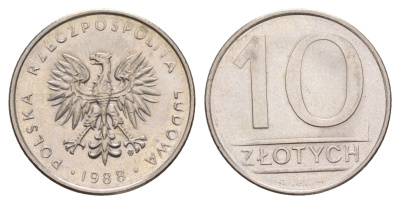 Польша 10 злотых 1988 MW Y 152.1 медно-никель UNC 4654-1017