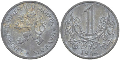 Богемия и Моравия 1 крона 1944 германский протекторат KM 4 цинк 4514-646