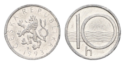 Чехия 10 геллеров 1993 KM 6 алюминий 4674-659