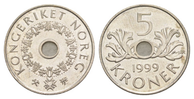 Норвегия 5 крон 1999 Улаф V (1957-1991) KM 463 медно-никель UNC 4635-747