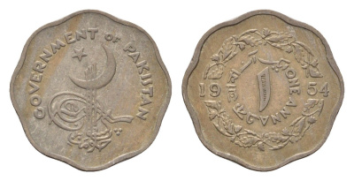 Пакистан 1 анна 1954 KM 14 медно-никель 4392-1115