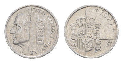 Испания 1 песета 1997 KM 832 алюминий 4649-656