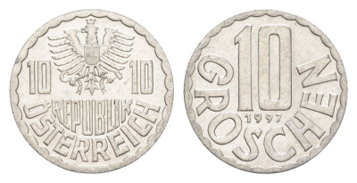 Австрия 10 грошей 1997 KM 2878 алюминий 4147-759