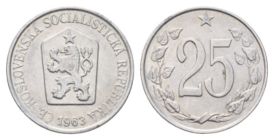 Чехословакия 25 геллеров 1963 KM 54 алюминий UNC 4670-1144