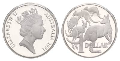 Австралия 1 доллар 1991 KM 84a серебро PROOF 11-070-25