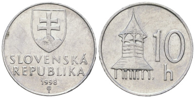 Словакия 10 геллеров 1998 MK KM 17 алюминий aUNC 4164-449