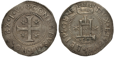 Генуя 1 скудо 1604 республика Dav. 3900, Lunardi 230 (R1). серебро 10-016-57