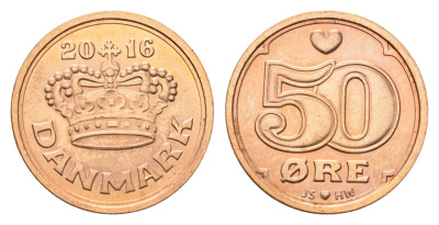 Дания 50 эре 2016 Маргрете II (1972-2024) KM 866 бронза UNC 75-126