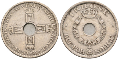 Норвегия 1 крона 1925 Хокон VII (1905-1957) KM 385 медно-никель    4595-1017