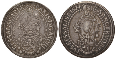 Австрия, Зальцбург 1 рейхсталер 1624 Святой Руперт, Пэрис вон Лодрон (1619-1653) KM 87, Dav. 3504, Zottl 1475 серебро 00-000-00