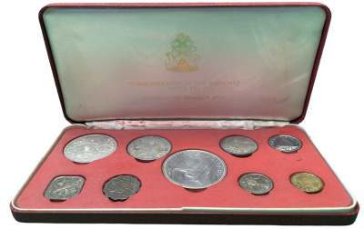 Багамские острова официальный набор из 9 монет 1974 в оригинальной коробке, с сертификатом KM Ps 10 PROOF 3-4-1-54