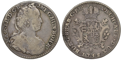 Австрийские Нидерланды 1/2 дукатона 1753 KM 6 серебро 503-222