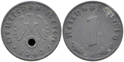 ГЕРМАНИЯ 1 РЕЙХСПФЕННИГ 1942 J KM 97, J. 369 цинк 112-469