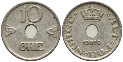 НОРВЕГИЯ 10 ЭРЕ 1926 ХОКОН VII (1905-1957) KM 383 медно-никель 4396-361
