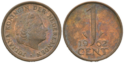 Нидерланды 1 цент 1962 Юлиана (1948-1980) KM 180 бронза 4621-447