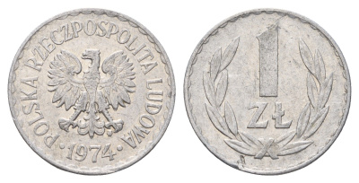 Польша 1 злотый 1974 Y 49.1 алюминий 186-741