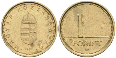 Венгрия 1 форинт 1997 ВР KM 692 латунь 4580-323