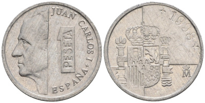 Испания 1 песета 1998 M, Хуан Карлос I (1975-2014) KM 832 алюминий 4602-1212
