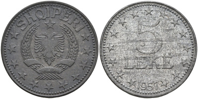 Албания 5 леков 1957 KM 38 цинк UNC 4367-641