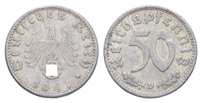 Германия 50 рейхспфеннигов 1941 D KM 96, J. 372 алюминий 4648-1044