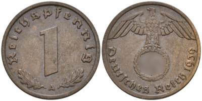 Германия 1 рейхспфенниг 1939 A KM 89, J. 361 бронза 4147-1141