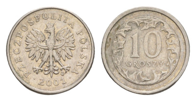 Польша 10 грошей 2001 Y 279 медно-никель 4625-733