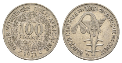 Западная Африка (BCEAO) 100 франков 1971 Центральный банк государств Западной Африки KM 4 никель 4642-322
