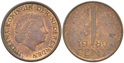 Нидерланды 1 цент 1980 Юлиана (1949-1980) KM 180 бронза 3457-1058