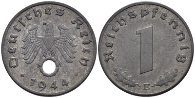Германия 1 рейхспфенниг 1944 E KM 97, J. 369 цинк 4547-251