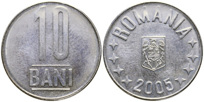 Румыния 10 бань (бани) 2005 KM 191 сталь плакированная никелем 26-1654