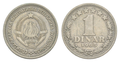 Югославия 1 динар 1965 KM 47 медно-никель 4643-423
