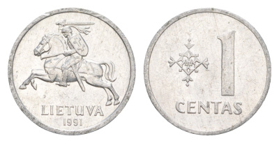 Литва 1 цент 1991 KM 85 алюминий UNC 4115-721