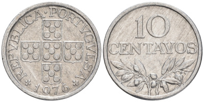 ПОРТУГАЛИЯ 10 СЕНТАВО 1976 KM 594 алюминий 192-345