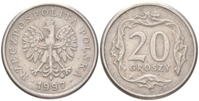 Польша 20 грошей 1997 Y 280 медно-никель 4614-326