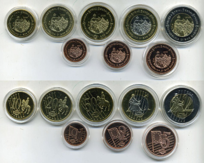 САН-МАРИНО НАБОР ИЗ 8 МОНЕТ 2005 ЕВРОПРОБНИКИ (крупный формат) СЕРТИФИКАТ КАПСУЛЫ, АРХИТЕКТУРА биметалл PROOF 06-081-12