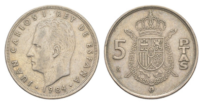 Испания 5 песет 1984 Хуан Карлос I (1975-2014) KM 823 медно-никель 4650-125