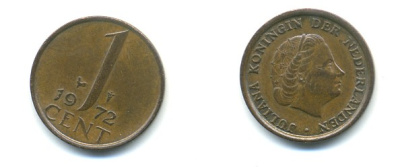 Нидерланды 1 цент 1972 Юлиана (1948-1980) КМ 180 бронза 80-966