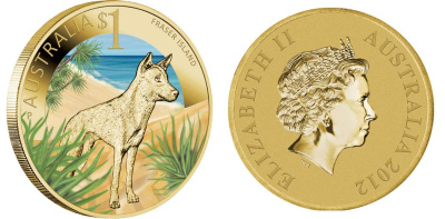 Австралия 1 доллар 2012 серия всемирное наследие, национальный парк какаду, цапли, цветная эмаль  KM 1822 алюминиевая бронза UNC M41-02